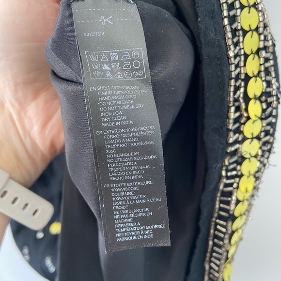 F21 Black and Yellow Beaded Mini Dress - Picture 8 of 8